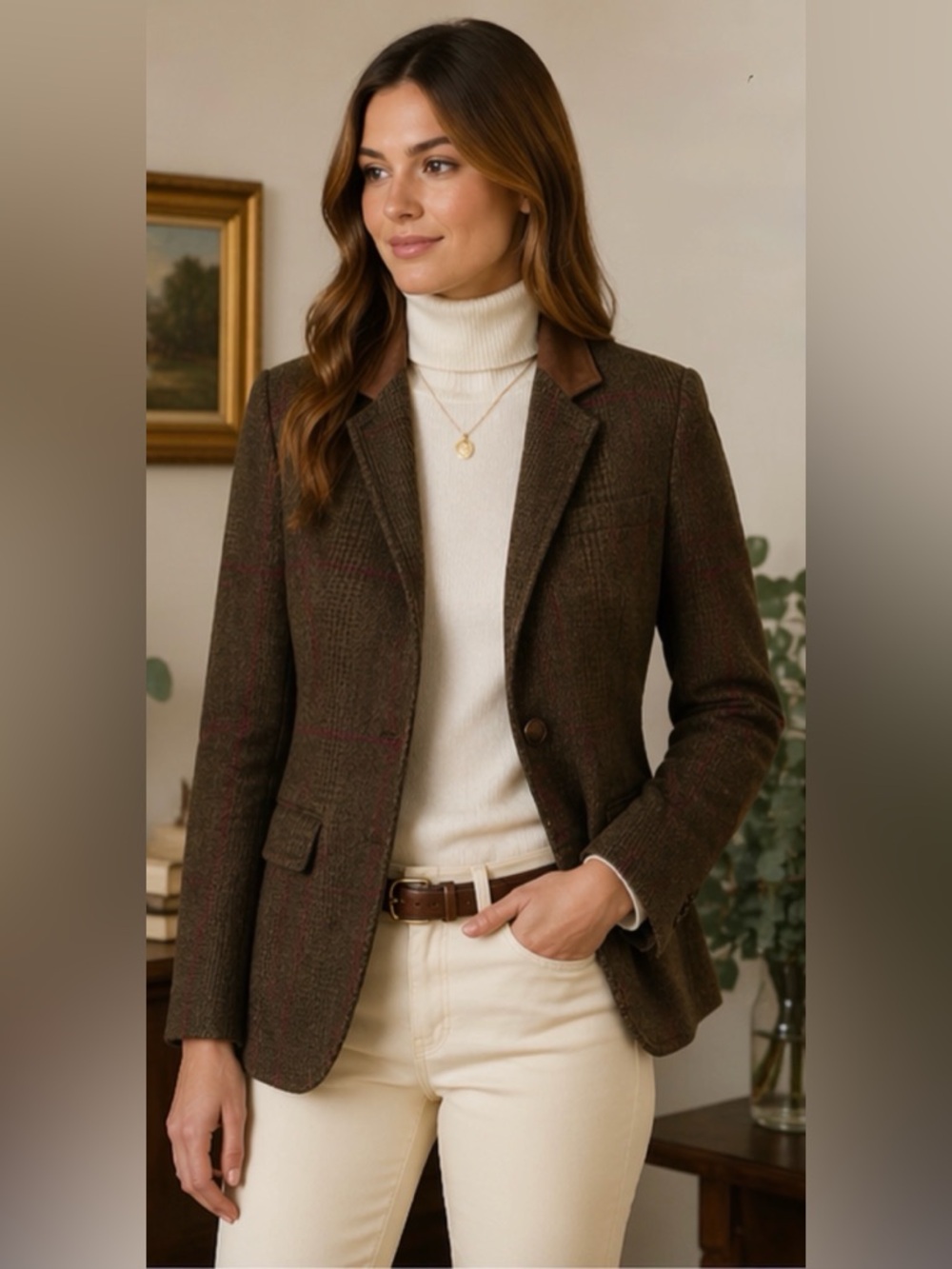 Ralph Lauren Wool Cashmere Blazer Womens Large Equestrian Elbow Patch Jacket